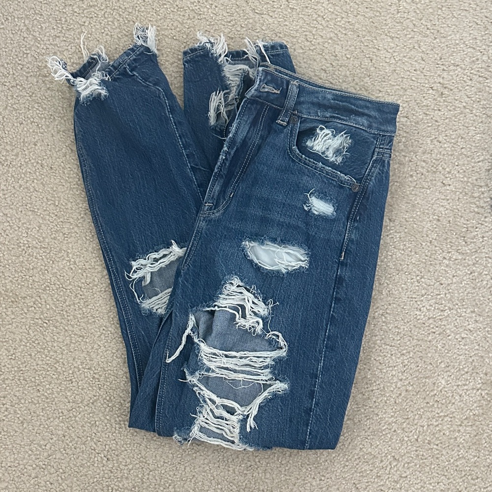 American Eagle Outfitters Distressed Blue Boyfriend Jeans